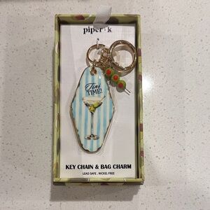 Piper K Martini Key Chain with Olive Charms